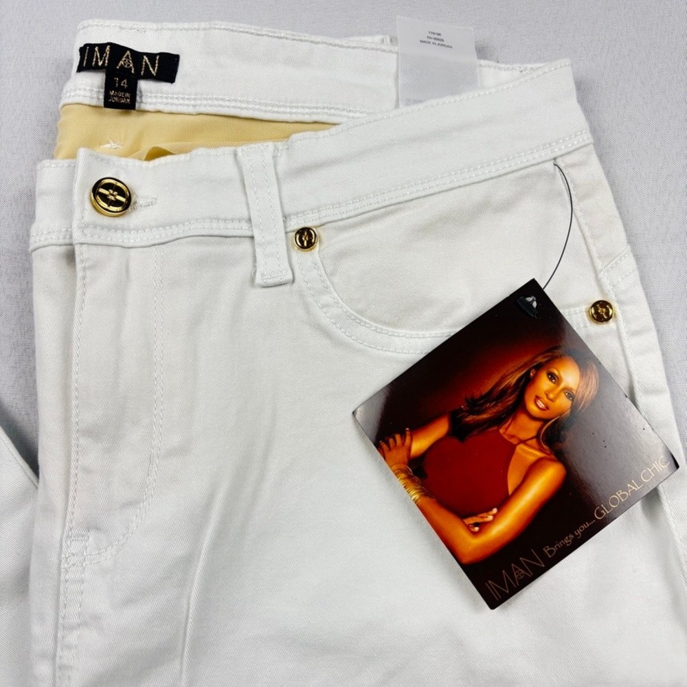 Iman Global Chic Women‎ 14 White Jeans 360 Slimming Technology Stretch *READ
